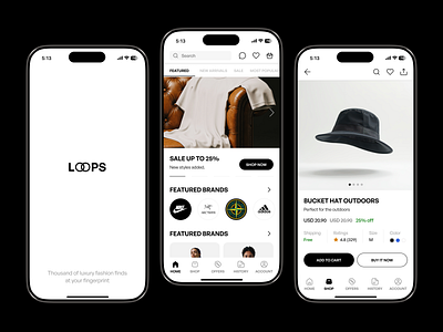 LOOPS - E-Commerce Mobile App Design b2b cart clean design e commerce dashboard e commerce landing page ecommerce ecommerce app fashion marketplace mobile app mobile app design modern online store product design saas shop shopify shopping uiux