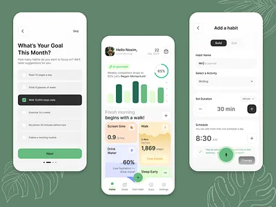 AI-Powered Habit Tracker App — Personalized and Goal-Oriented ai powered app ai powered habit tracker ai ux design cognitive load reduction goal setting app habit tracker app health wellness app mobile app design mobile app ui onboarding flow personalized ux predictive ux product design ui design ux case study ux design ux for mental health