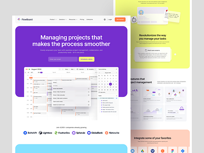 Flowboard – Task Management Made Simple activity homepage landing page mordern saas task task management task manager web design website workflow
