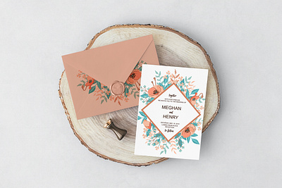 Wedding card and Envelope Design art card design envelope illustration invitation vector wedding