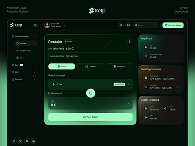 Kelp - Crypto Dashboard blockchainux cryptodashboard cryptodesign cryptoportfolio dappdesign defiui kelpui landing page nft uxui web design web3design website