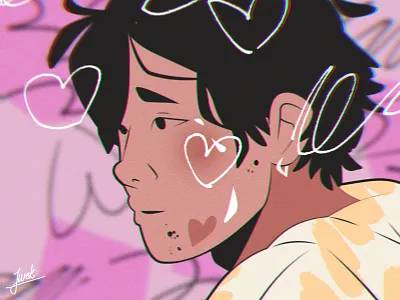 in love boy character character design design eyes face hair heart hearts illustration love man portrait profile scribbles