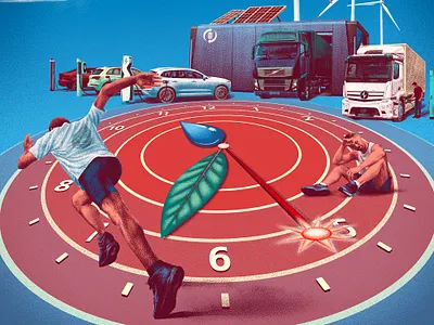 The choice of time automobile battery swap charging clock graphic design illustration new energy race