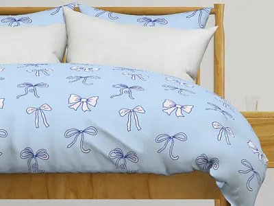 Bow pattern baby blue blue bows cottagecore cute feminine girly illustration pattern pattern design ribbon surface pattern designer