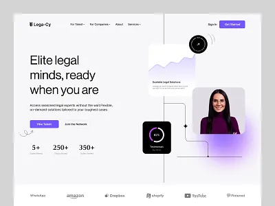 Legal Talent Platform clean design dribbble shot freelance design hire talent landing page legal tech legal website minimal ui modern ui talent platform ui design ux design web design