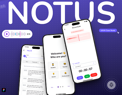 Notus - AI Note taker, Transcriptions, AI Study Assistant ai ai assistant app branding design flash cards logo mobile app note taker notes quiz study assistant transcriptions ui uiux design zeepalm