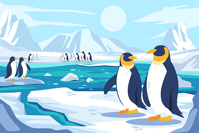 Polar Circle - Penguins illustration penguins polar vector