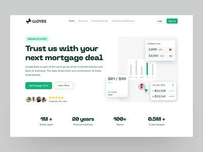 Digital Banking Management Landing Page - LLOYDS banking banking website design best web design cryptocurrency e wallet finance finance management finance website financial service fintech insurance investment landing page online banking payment saas wallet website