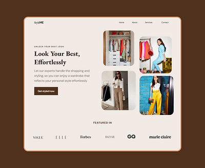 Landing page for styling services landing page typography ui visual design
