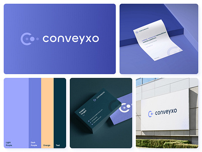 Conveyxo Brand Overview bio biology blue brand branding circle circles clean dark design gradient graphic design icon logo medical mockup purple round soft tech