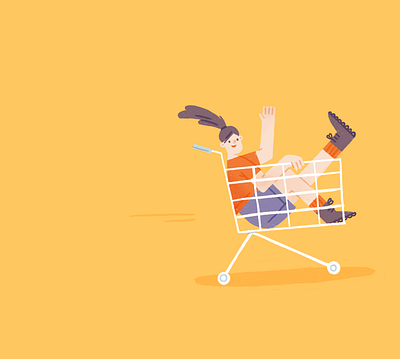 Whoosh character girl illustration motion procreate shopping shopping cart speed texture