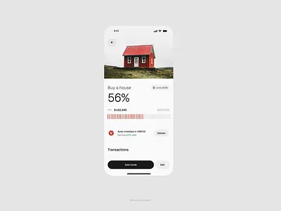 Goal page with an image clean design finance fintech goal house image interaction light minimal mortgage percent progress transaction ui ux white