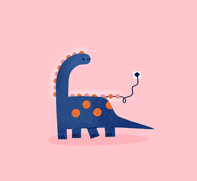 Party Mood character dino dinosaur electricity garland illustration lights metaphor party procreate socket texture