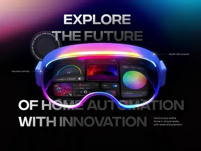 Landing page VR Smart Home 3d animation ar clean dark theme dashboard desktop futuristic hero block homepage interaction interface landing page motion design s smart home uiux vr webflow website design