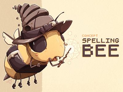 Spelling Bee art artwork bee character character design concept conceptual curse design graphic graphic design illustration magic spell spellcasting spelling spelling bee texture witch word play