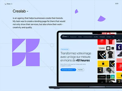 CreaLab Agency blue branding cleandesign graphic design illustration landingpage uidesign uxui webdesign