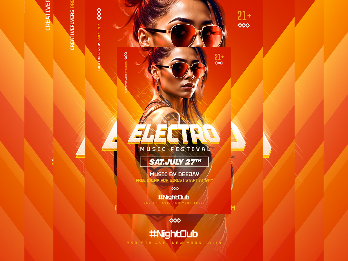 Electro Poster Design creative design electro festival flyer template flyer templates graphic design music flyer music poster party flyer photoshop poster psd flyer