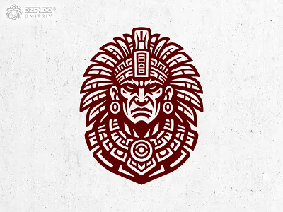 Aztec tribal chief logo ancient logo aztec head aztec warrior logo branding cultural logo iconic branding logo mascot logo native warrior tribal logo tribal warrior warrior emblem