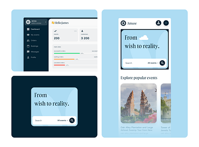 booking web app design kit / amuse booking booking app design branding graphic design illustration typography ui ui kit ux vector web design website design