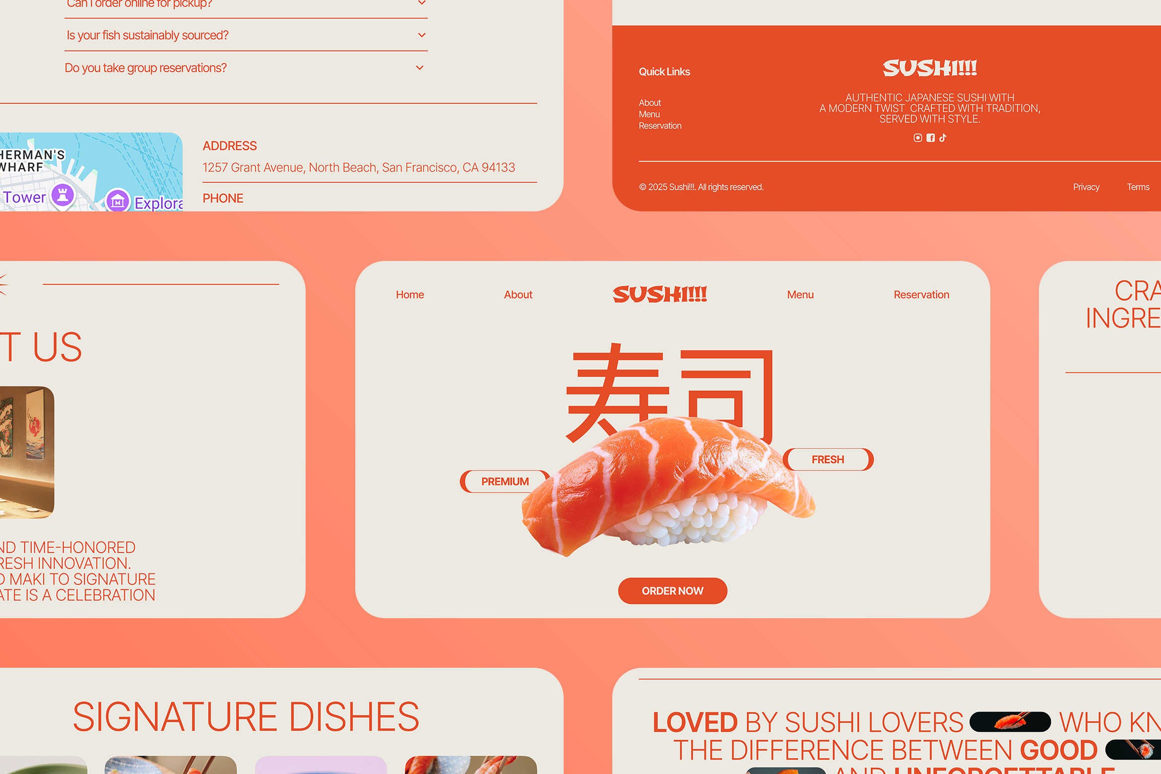Sushi Restaurant Landing Page branding figma food homepage japanese landing page layout minimal modern restaurant sushi typography ui ui design web design website