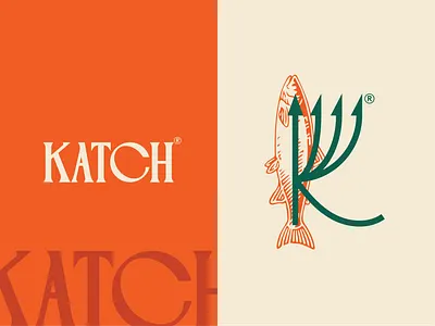 KATCH 2025 brand for fish branding design fish graphic design illustration logo minimal logo seafood typography under water vector water