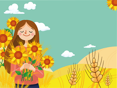 With sunflowers adobe illustrattion book illustration childrens illustration design illustration illustration vector vector illustration
