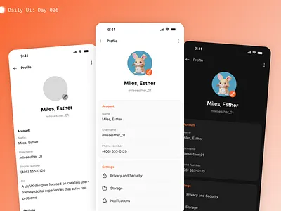 User Profile Design – Daily UI #006 designchallenge figma lightdarkmode mobileappdesign ui uidesign uiux userprifiledesign userprofile uxdesign