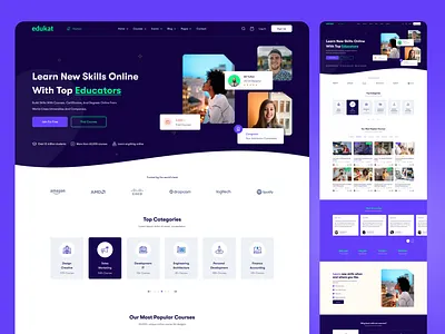 Edukat – Learn New Skills Online from Top Educators education app education website elearning website frontend development graphic design lms templates ui ui ux ux website ui