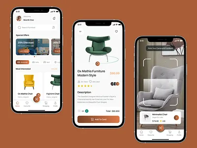 Modern Furniture Store App android shopping app cleanui design figmadesign furniture app ui furniture ecommerce furniture store design illustration interior design app mobile ecommerce app mobileappdesign modern mobile app modernui product detail screen shopping app ui ui uiux uxdesign