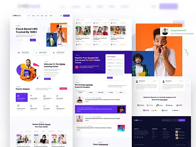 LMS Website UI coursewebsite dashboarddesign educationplatform elearning landingpage lmsdesign moderndesign onlinelearning responsivedesign studentportal uidesign uxdesign uxui webdesign
