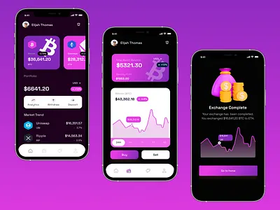 Modern Crypto Wallet App blockchaindesign branding cryptoappui cryptoui cryptowalletapp darkmodeui defidesign figmadesign fintechui mobileappdesign nft nftwalletui securewallet uxuidesign walletappdesign web3design