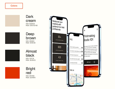 Printmaking studio 101 landing page ui web design webpage