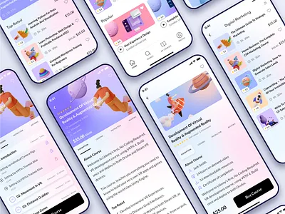 Modern E-Learning Mobile App UI appui courseapp educationapp elearningapp figmadesign learningplatform mobileappdesign mobileui onlinecourses uiuxdesign userexperience visualdesign