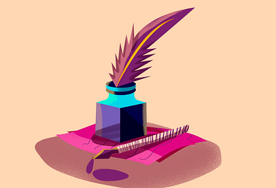 Quill and Inkwell Illustration animation art branding design dribbleart artwork graphic design illustration inspiration logo ui