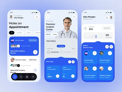 Surgery Mobile App – UI/UX Design Concept doctor doctor appointment health care healthcareux healthtech hospitals medical medicalappdesign minimal mobileappdesign nurse at home patientcareapp plastic surgery scheduling software statistics surgery surgeryapp telemedicine uxuidesign