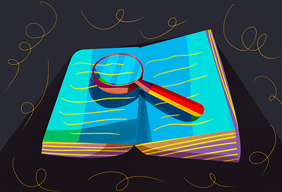 Open Book & Magnifying Glass Illustration animation art branding design dribbleart artwork graphic design illustration inspiration logo ui