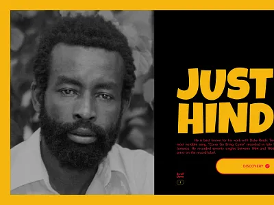Concept Hero - Justin Hinds art directed concept hero culture design editorial design graphic design hero section music musician reggae ui user interface web design website