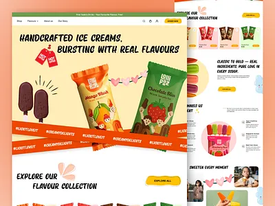 Ice Cream Brand UI Design 3d brand design branding design design services e commerce food food brand design food landing page graphic design ice cream ice cream landing page illustration landing page shopify store swan design agency ui website design
