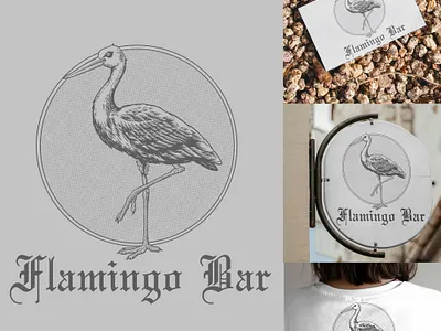Flamingo Bar art branding custom logo design design art engraving graphic design ill illustration illustrator logo logo custom old logo original logo ui vector