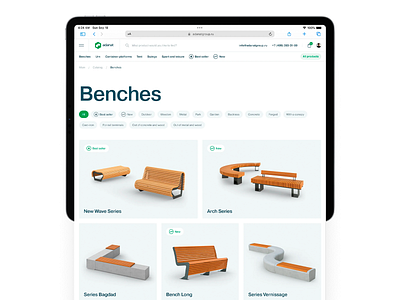 Adanat Group: Outdoor Furniture E-commerce benches design e commerce product catalog product design product showcase ui ui design ux ux design ux ui web web design web page website website design