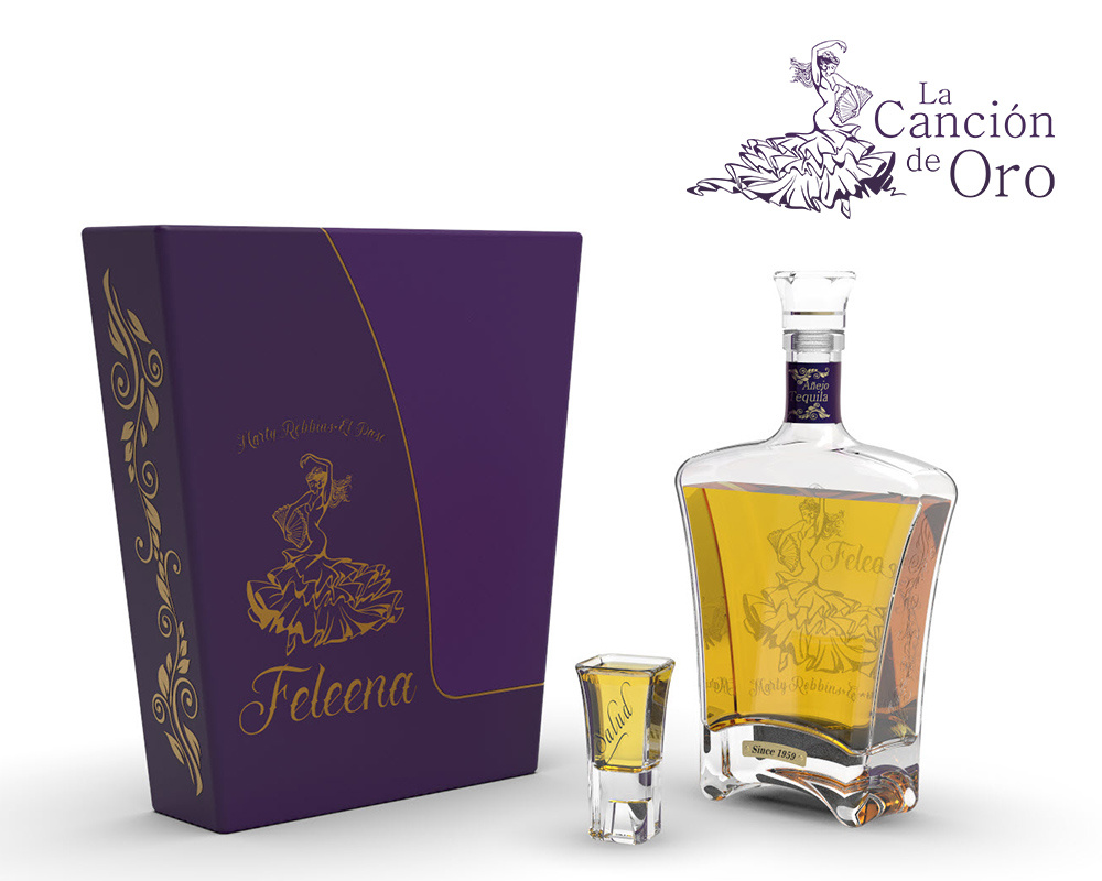 La Canción de Oro - Añejo Tequila 3d 3d modeling alcohol bottle design brand identity branding graphic design label design labeling luxury package design packaging product design tequila