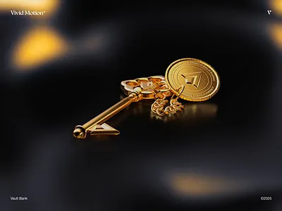 Vault - Key Illustration 3d ae aftereffects ai animation branding coin crypto design finance golden illustration key motion render shine token ui visual vividmotion