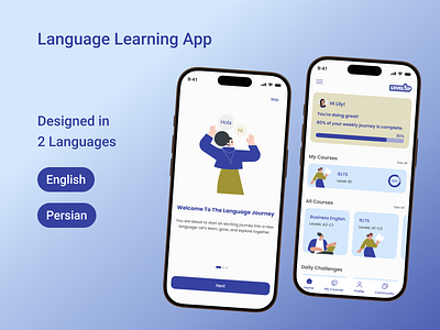 Language Learning App bilingual course app digital product english learning app figma language learning app mobile app mobile app design product design product designer responsiv ui uiux user exerience user interfac ux
