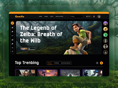 Gamxe - Landing Page bold design dark mode ui dark ui dashboard esports esports ui game cards game dashboard game hub gamer gaming website design landing page minimal ui modern ui stats ui streaming uiux design video game landing page web app