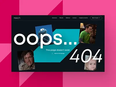 Reech Agency 404 page 404 404 page agency agency 404 page agency web design agency website design agency website large typography marketing agency ui design web design website design