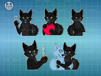 Black Wolf Sticker Pack Completed 2025 stickers 2025 wolf art blackwolf commissionsopen customstickers cuteemotes furryart furryartist furryfandom furrystickers furrywolf fursonastickers opencommissions telegramstickers wolfoc wolfstickers