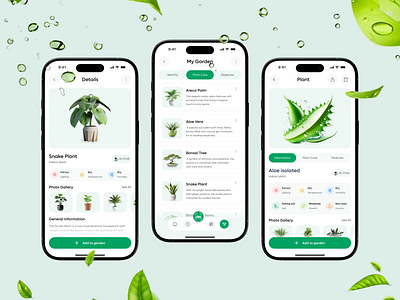 Plant Care Mobile App ai app desing design garden gardening app green interface mobile app modern nature plant plant app plant care plant nersury plant shop product scan scanning ui ux website