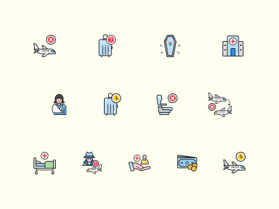 Icons set for Travel Insurance adobexd branding color pallets 😉 dailyui design figma design illustration ui web