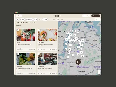 Local Guide Page for The Eliot building colorful website editorial website filters local guide magazine website maps neighborhood website real estate website responsive design ui ui cards ux web design