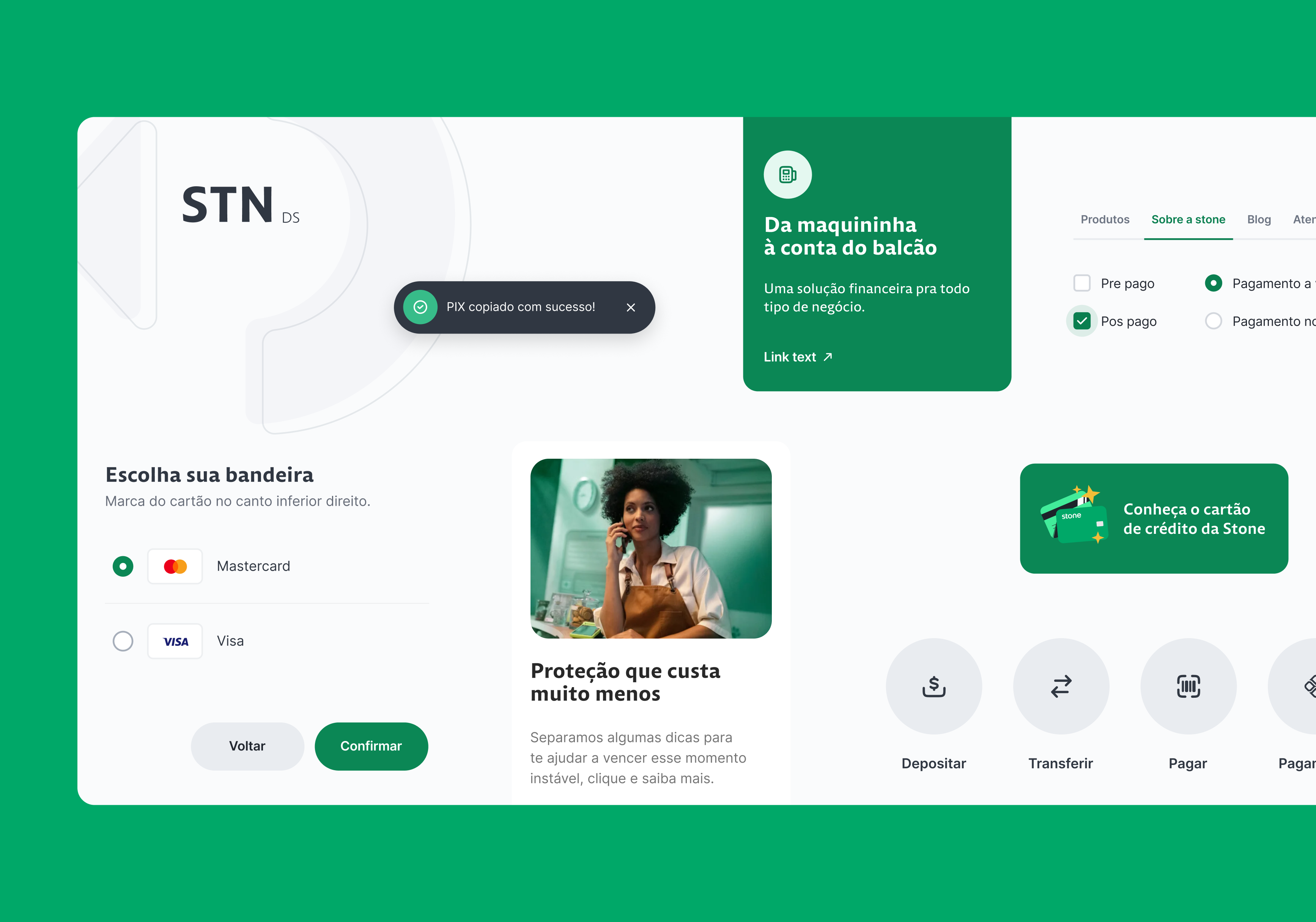 Stone DS studies app banner card design system green ui web